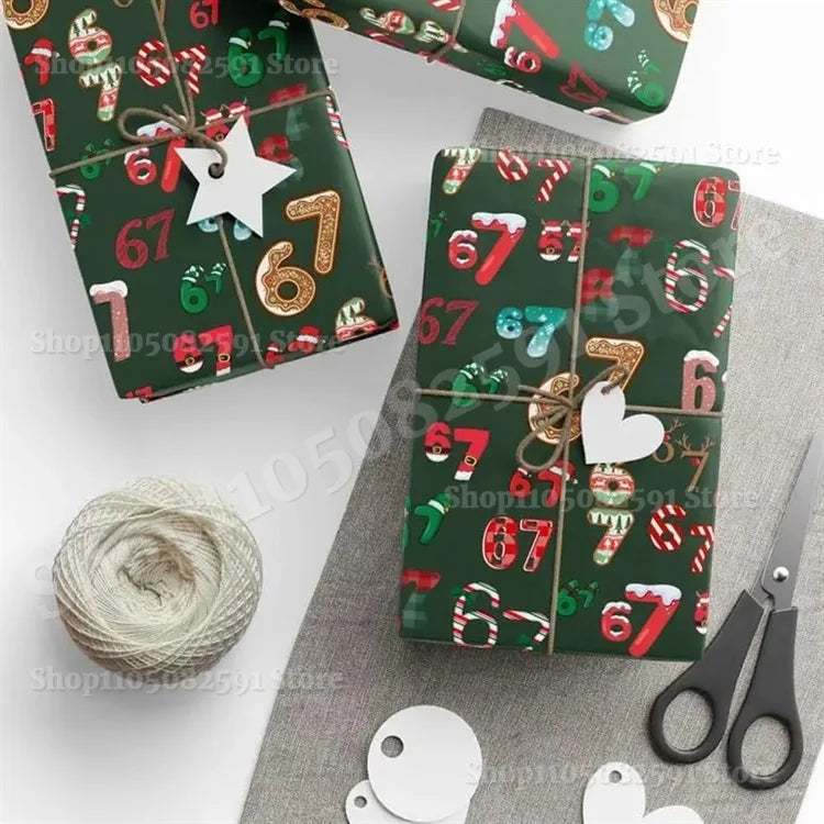 NEW 67 Christmas Wrapping Paper,67 Meme Christmas Gift Wrap,6 7 meme Wrapping Paper 67 Meme Funny Teen Holiday Gift Wrap