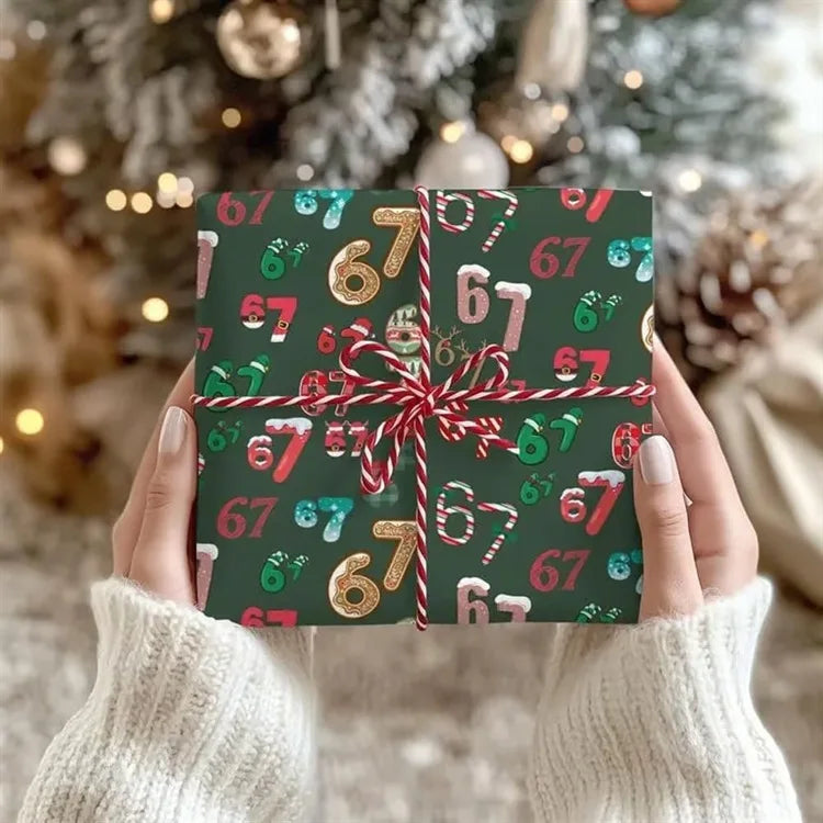 NEW 67 Christmas Wrapping Paper,67 Meme Christmas Gift Wrap,6 7 meme Wrapping Paper 67 Meme Funny Teen Holiday Gift Wrap