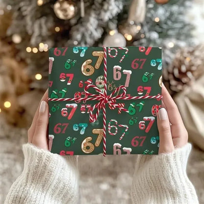 NEW 67 Christmas Wrapping Paper,67 Meme Christmas Gift Wrap,6 7 meme Wrapping Paper 67 Meme Funny Teen Holiday Gift Wrap
