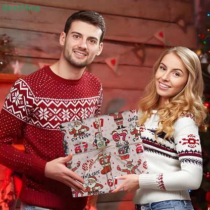 67 Christmas Wrapping Paper, 6 7 Wrapping Paper, 67 Funny Christmas Gift Wrap For Kids, Santa 67