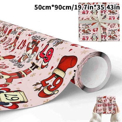 67 Christmas Wrapping Paper, 6 7 Wrapping Paper, 67 Funny Christmas Gift Wrap For Kids, Santa 67