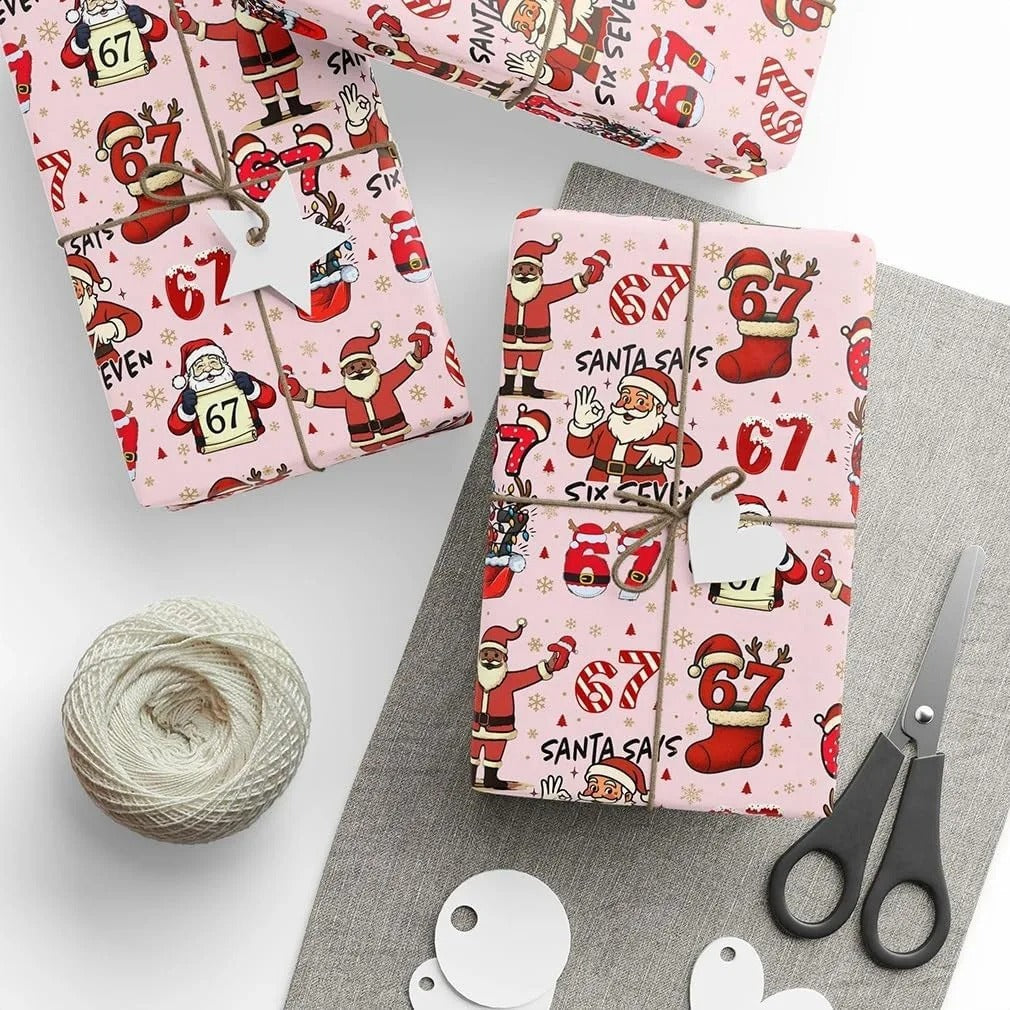 NEW 67 Christmas Wrapping Paper,67 Meme Christmas Gift Wrap,6 7 meme Wrapping Paper 67 Meme Funny Teen Holiday Gift Wrap